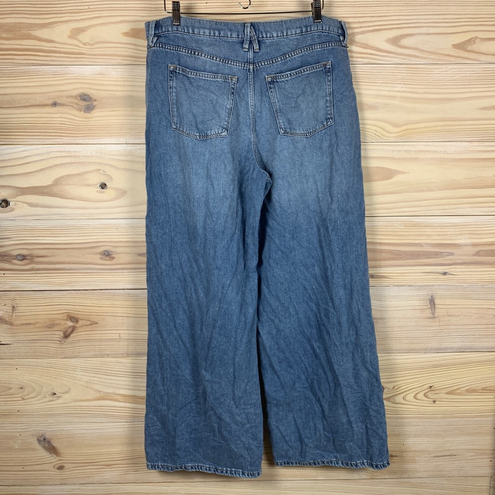 Good American Jeans Women 10 Blue Good Standard Ease Mid-Rise Relaxed Wide Leg - Picture 2 of 9